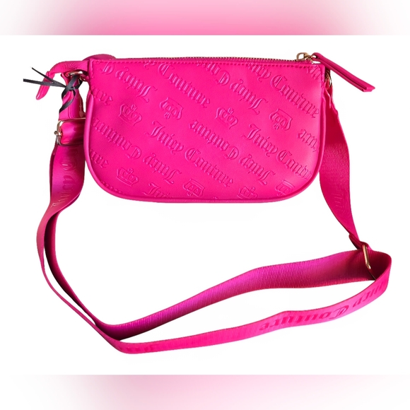 Juicy Couture Hot Pink "Double Trouble" Crossbody Bag with Chain Accent - Picture 4 of 10